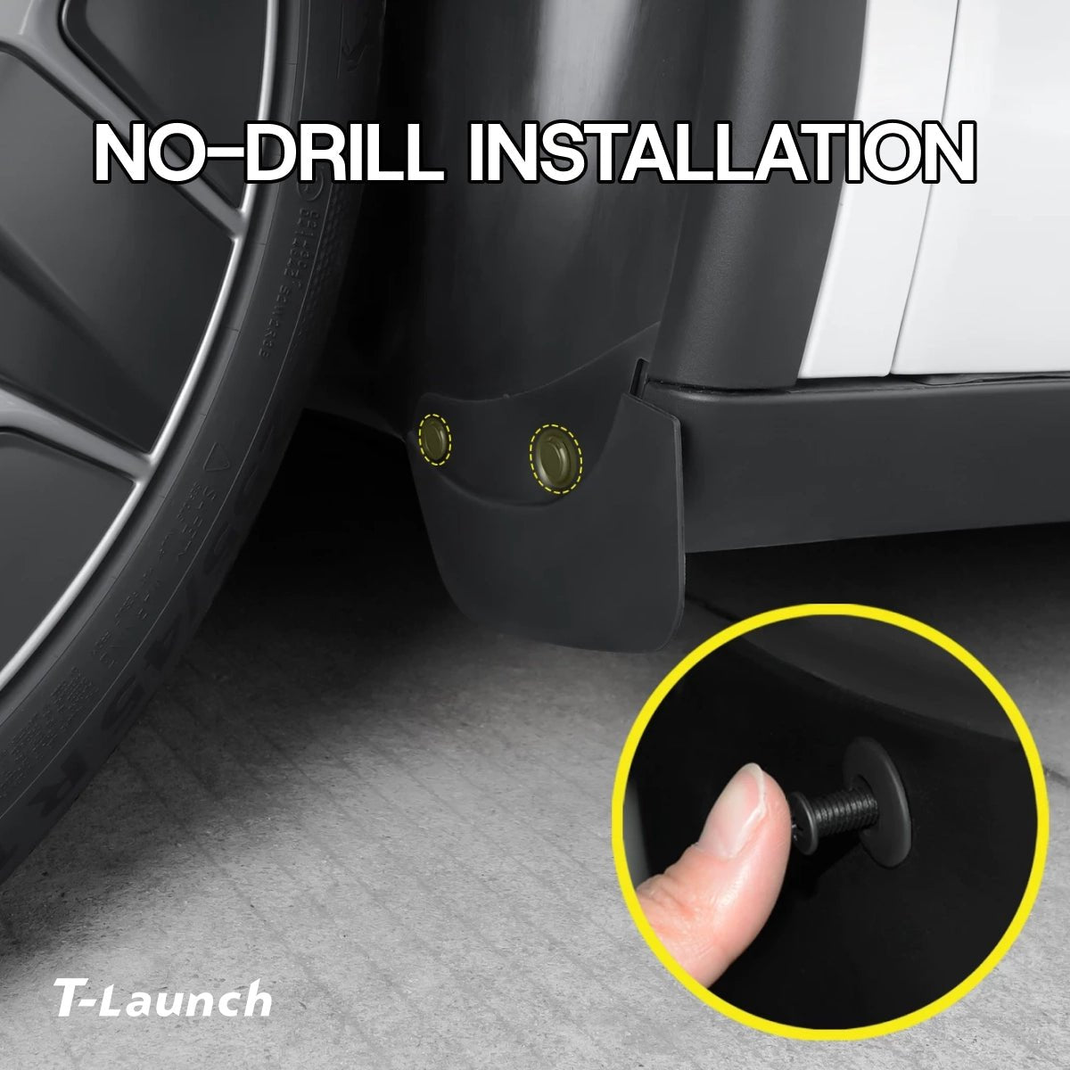 TPE Mud Flaps No-Drill Hidden Fender Guards for Tesla Model Y L 2026+ - T-Launch