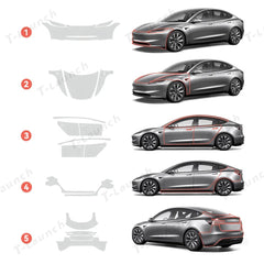Glanset TPU usynlig full beskyttelsesfilm for billakk (PPF) for Tesla Model 3 Høylandet 2024+