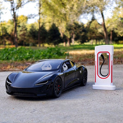 1:24 Tesla Roadster Diecast Model Car with Charging Pile - T-Launch