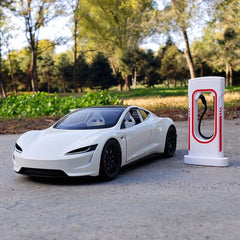 1:24 Tesla Roadster Diecast Model Car with Charging Pile - T-Launch