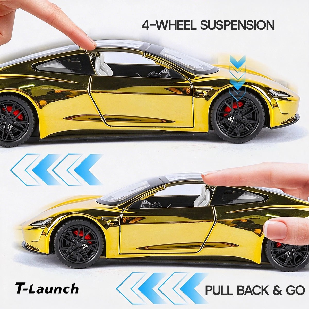1:24 Tesla Roadster Electroplated Alloy Diecast Car Model - T-Launch
