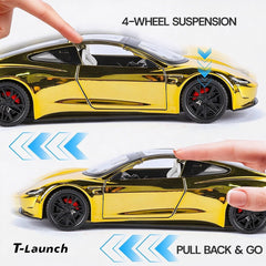 1:24 Tesla Roadster Electroplated Alloy Diecast Car Model - T-Launch