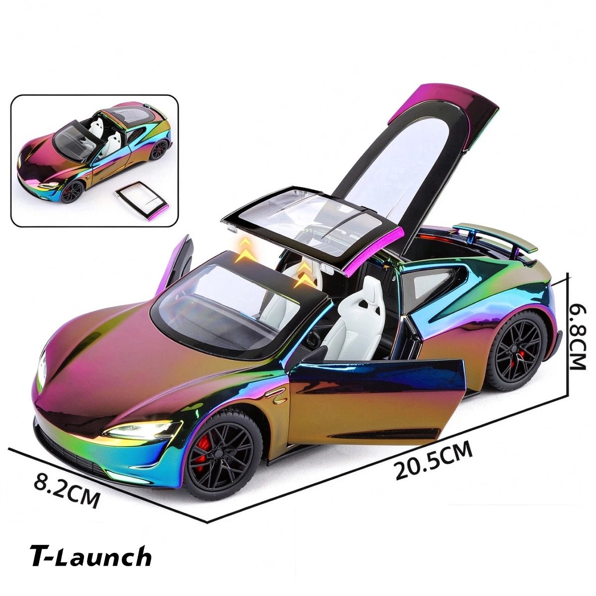 1:24 Tesla Roadster Electroplated Alloy Diecast Car Model - T-Launch