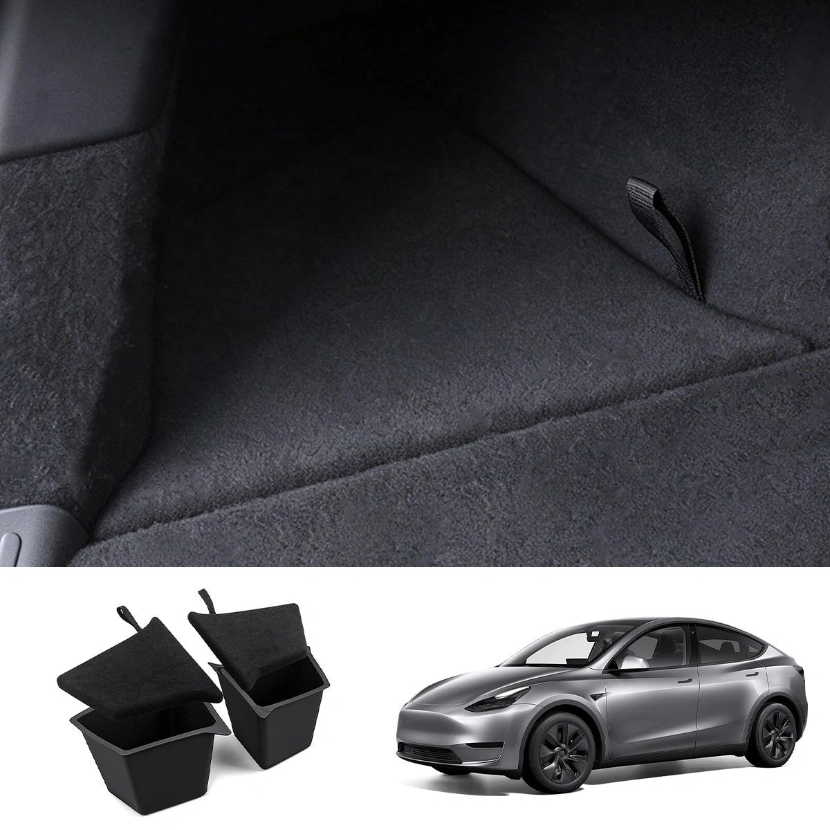 Rear Trunk Side Storage Boxes with Flocked Covers for Tesla Model Y 2021–2024 - T-Launch