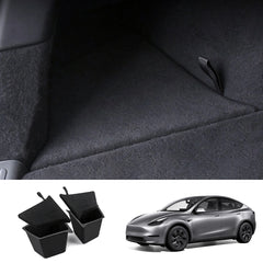 Rear Trunk Side Storage Boxes with Flocked Covers for Tesla Model Y 2021–2024