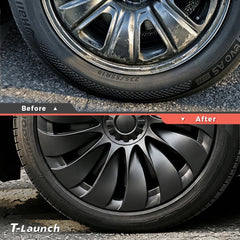 Turbine-Style Hubcaps Wheel Covers for 2026 Tesla Model Y Standard 18'' Aperture Wheels (Set of 4) - T-Launch
