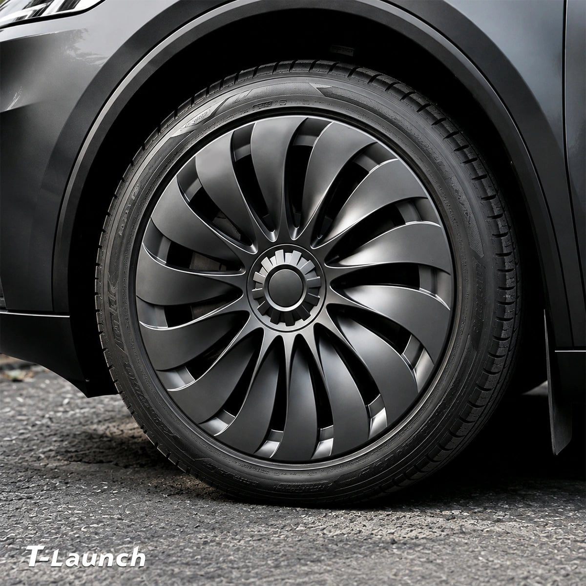 Turbine-Style Hubcaps Wheel Covers for 2026 Tesla Model Y Standard 18'' Aperture Wheels (Set of 4) - T-Launch