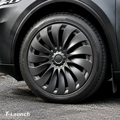 Turbine-Style Hubcaps Wheel Covers for 2026 Tesla Model Y Standard 18'' Aperture Wheels (Set of 4) - T-Launch