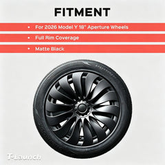 Turbine-Style Hubcaps Wheel Covers for 2026 Tesla Model Y Standard 18'' Aperture Wheels (Set of 4) - T-Launch
