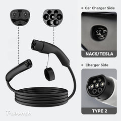 Type 2 to NACS/Tesla AC Charging Adapter Cable - T-Launch