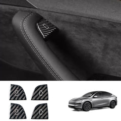 Real Carbon Fiber Window Switch Button Cover Sticker 4 PCS For Tesla Model 3 Highland 2024+ / Model Y Juniper 2025+