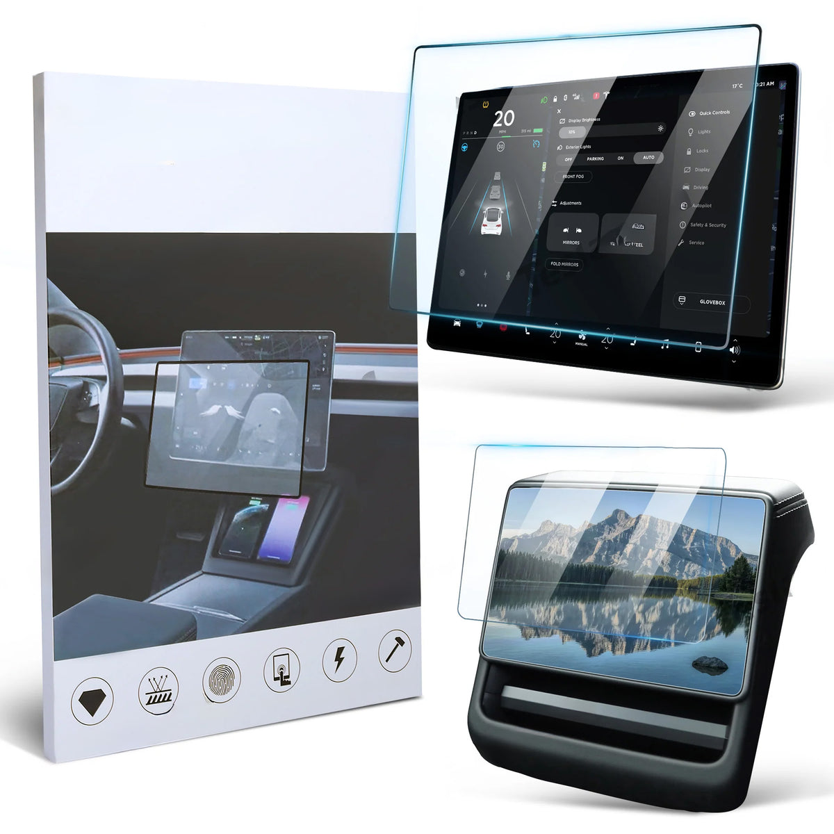 2024 Model 3 Highland Tempered Glass(9H) skärmskydd för Tesla