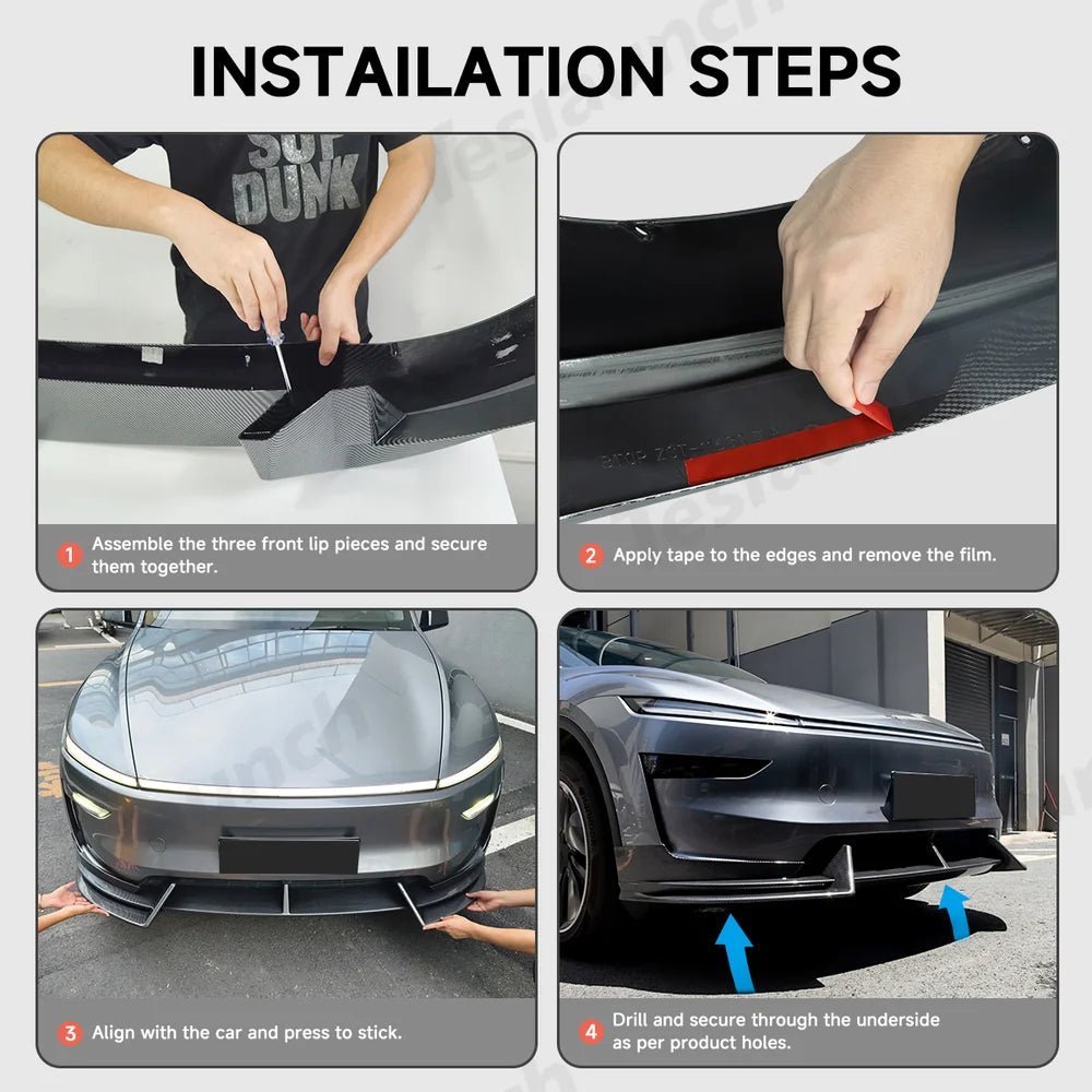 ABS Front Bumper Lip Spoiler for Tesla Model Y Juniper 2025+ - T-Launch