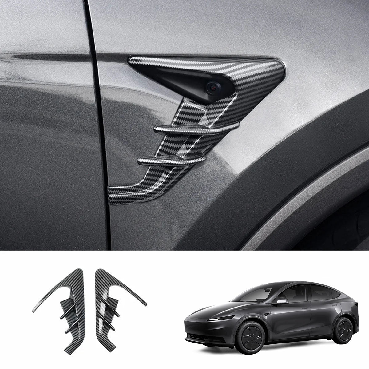 ABS Turn Signal & Camera Covers with Air Blades for 2026 New Tesla Model Y Standard - T-Launch