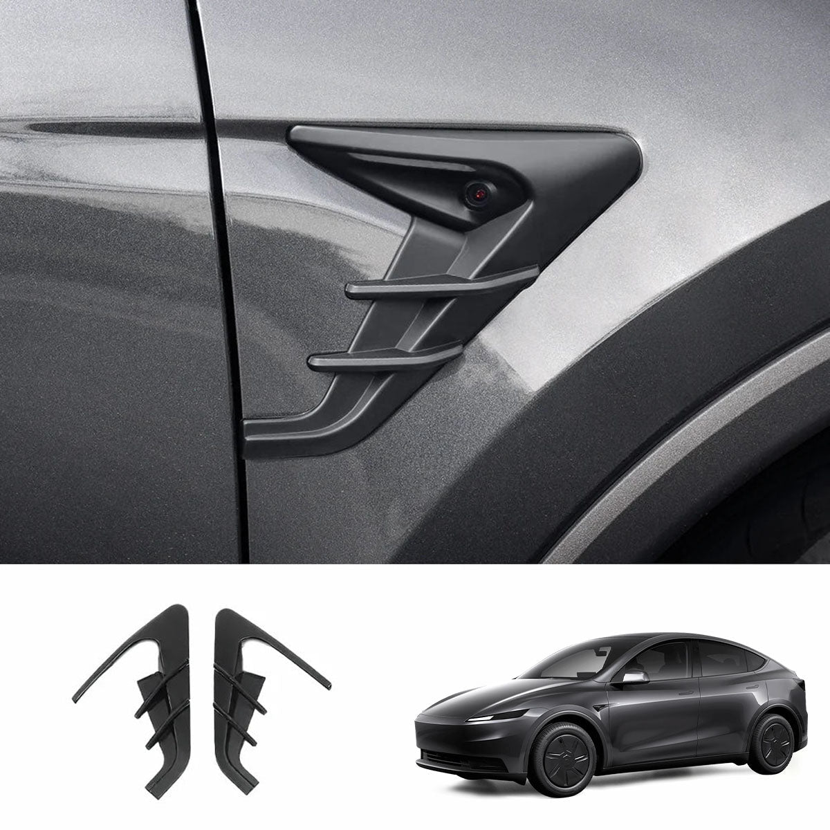 ABS Turn Signal & Camera Covers with Air Blades for 2026 New Tesla Model Y Standard - T-Launch