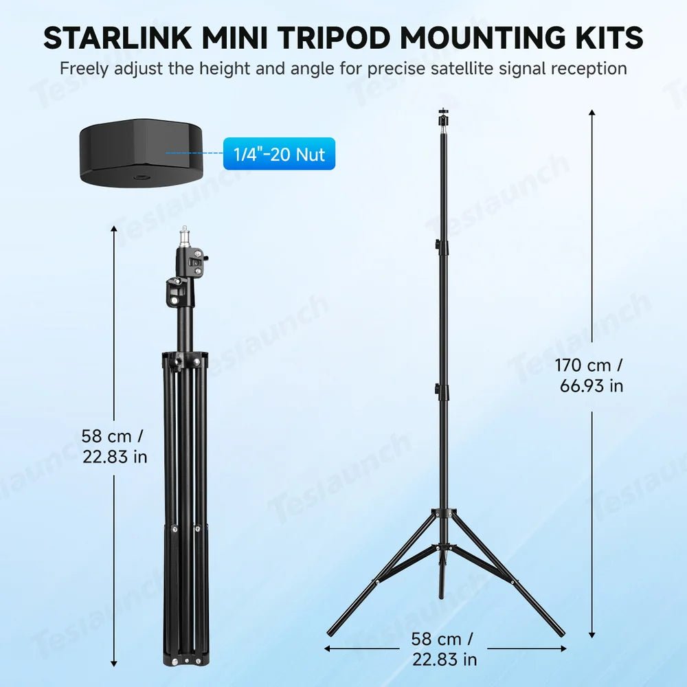 Adjustable Tripod Mount with 1/4″-20 Thread Pipe Adapter for Starlink Mini - T-Launch