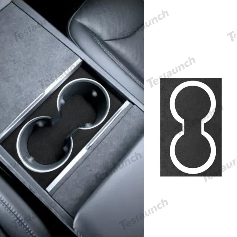 Alcantara Center Console Cup Holder Cover Sticker for Tesla Model Y Juniper 2025+ - T-Launch