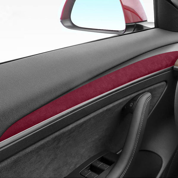 Alcantara Interior Front Door Trim Panel Caps (2 PCS) for Tesla Model 3 (2021-2023) and Model Y 2023-2024 - T-Launch