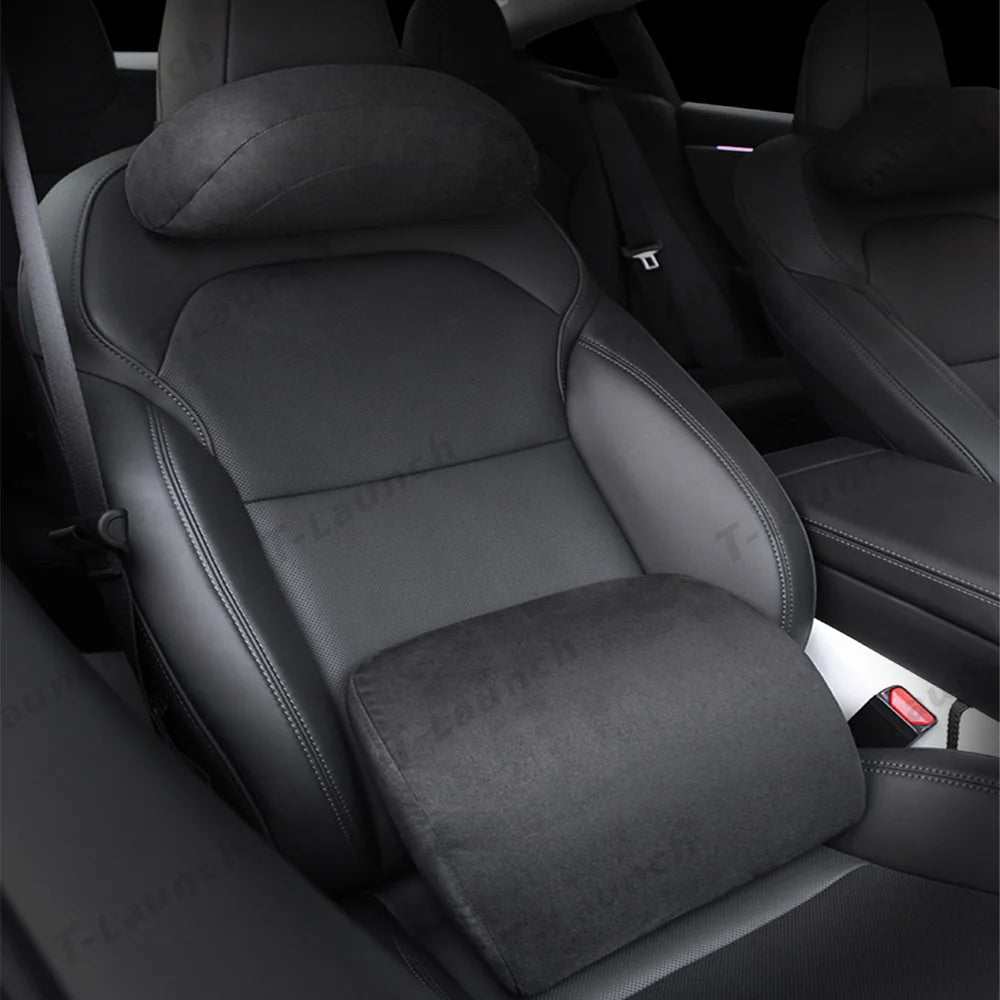 Alcantara Neck & Lumbar Support Pillow for Tesla Model 3/Y/X/S/Cybertruck - T-Launch