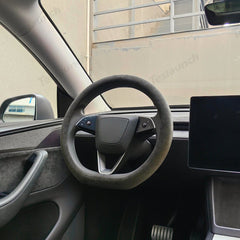 Alcantara One-Piece Steering Wheel Cover for Tesla Model Y Juniper 2025+/ Model 3 Highland 2024+ - T-Launch