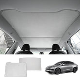 Alcantara Split Nano Ice Crystal Glass Roof Sunshade for Tesla Model Y Juniper 2025+ - T-Launch