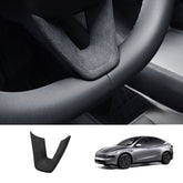 Alcantara Steering Wheel U-shaped Cover for Tesla Model Y Juniper 2025+ - T-Launch