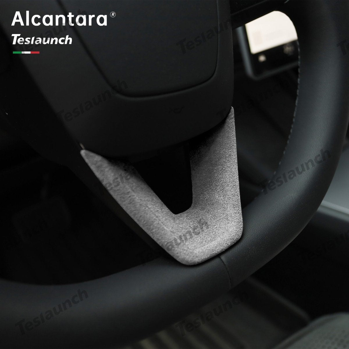 Alcantara Steering Wheel U-shaped Cover Sticker For 2024+ Model 3 Highland - T-Launch