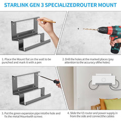 All-in-One Metal Router & Power Supply Wall Mount Kit for Starlink Gen 3 - T-Launch