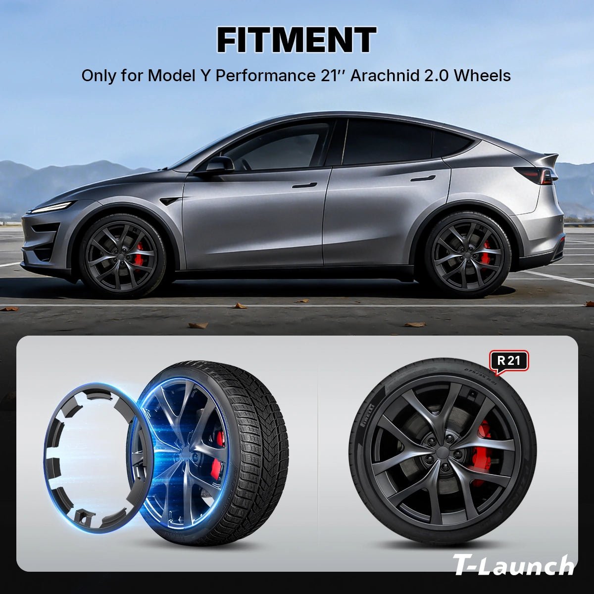 All-in-One Rim Protector for Tesla Model Y Juniper Performance 2025+ 21'' Arachnid 2.0 Wheels - T-Launch