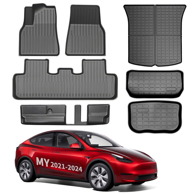 All Weather TPE Interior Floor Mats Cargo Liners Set for Tesla 2021-2024 Model Y - T-Launch