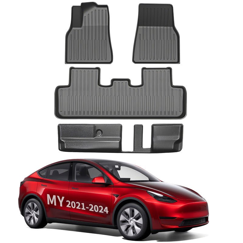 All Weather TPE Interior Floor Mats Cargo Liners Set for Tesla 2021-2024 Model Y - T-Launch