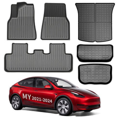 All Weather TPE Interior Floor Mats Cargo Liners Set for Tesla 2021-2024 Model Y - T-Launch