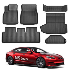 All Weather TPE Interior Floor Mats Cargo Liners Set for Tesla 2022+ Model S - T-Launch