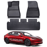 All Weather TPE Interior Floor Mats Cargo Liners Set for Tesla 2024+ Model 3 Highland - T-Launch
