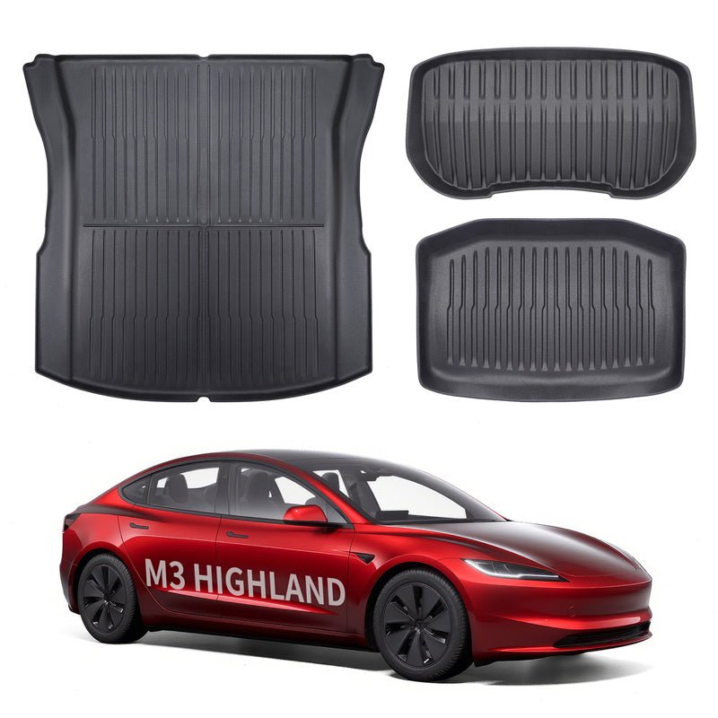 All Weather TPE Interior Floor Mats Cargo Liners Set for Tesla 2024+ Model 3 Highland - T-Launch