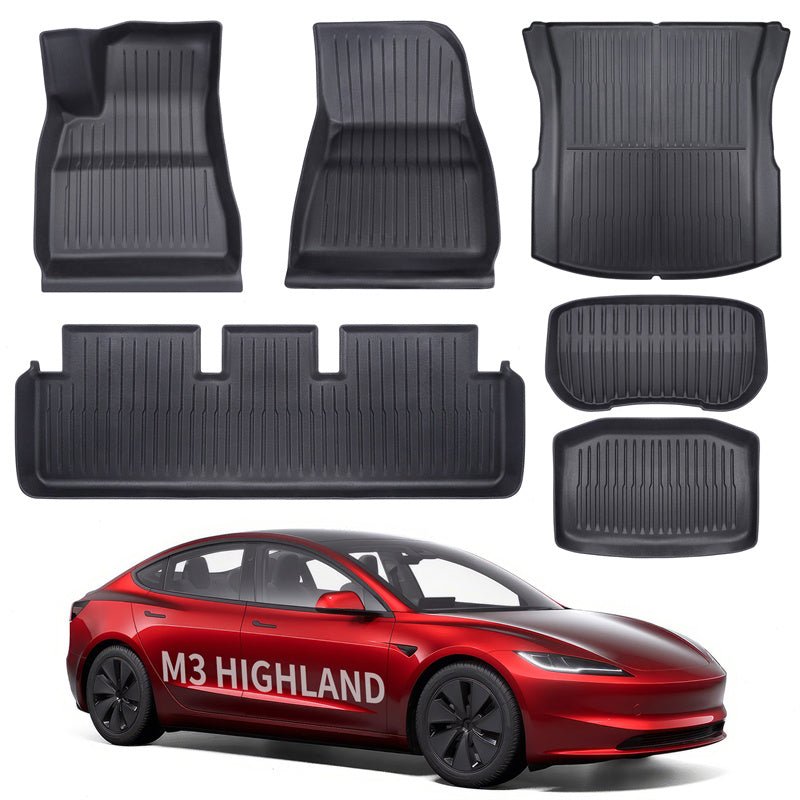 All Weather TPE Interior Floor Mats Cargo Liners Set for Tesla 2024+ Model 3 Highland - T-Launch
