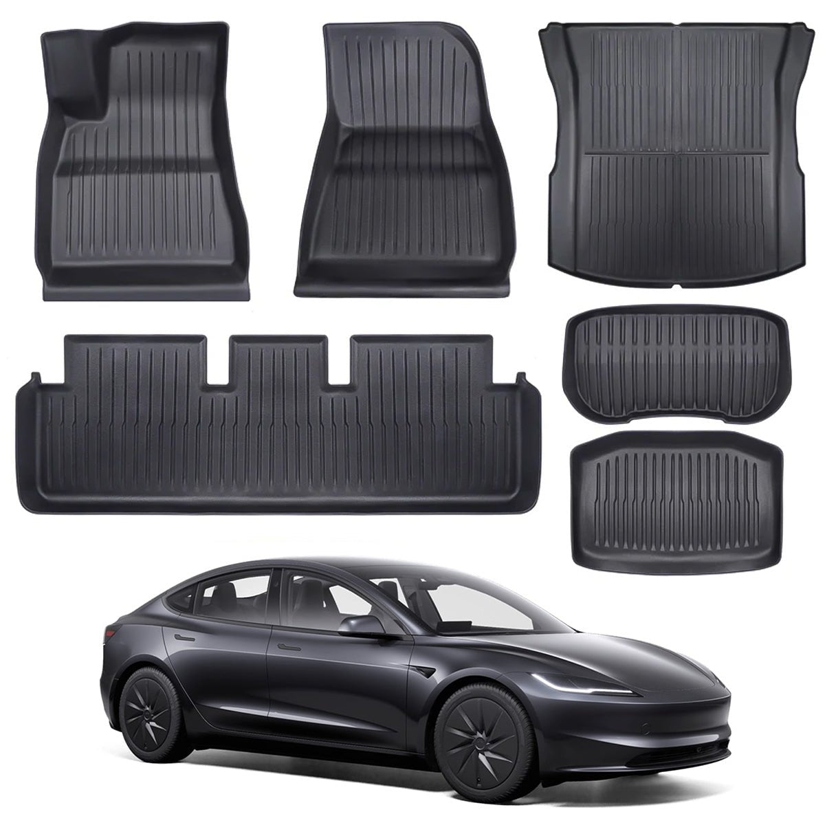 All Weather TPE Interior Floor Mats Cargo Liners Set for Tesla Model 3 Highland Standard 2025+ - T-Launch
