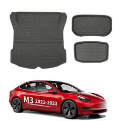 All Weather XPE Interior Floor Mats Cargo Liners Set for 2021-2023 Tesla Model 3 - T-Launch