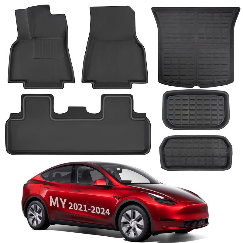 All Weather XPE Interior Floor Mats Cargo Liners Set for Tesla 2021-2024 Model Y 5 Seater - T-Launch