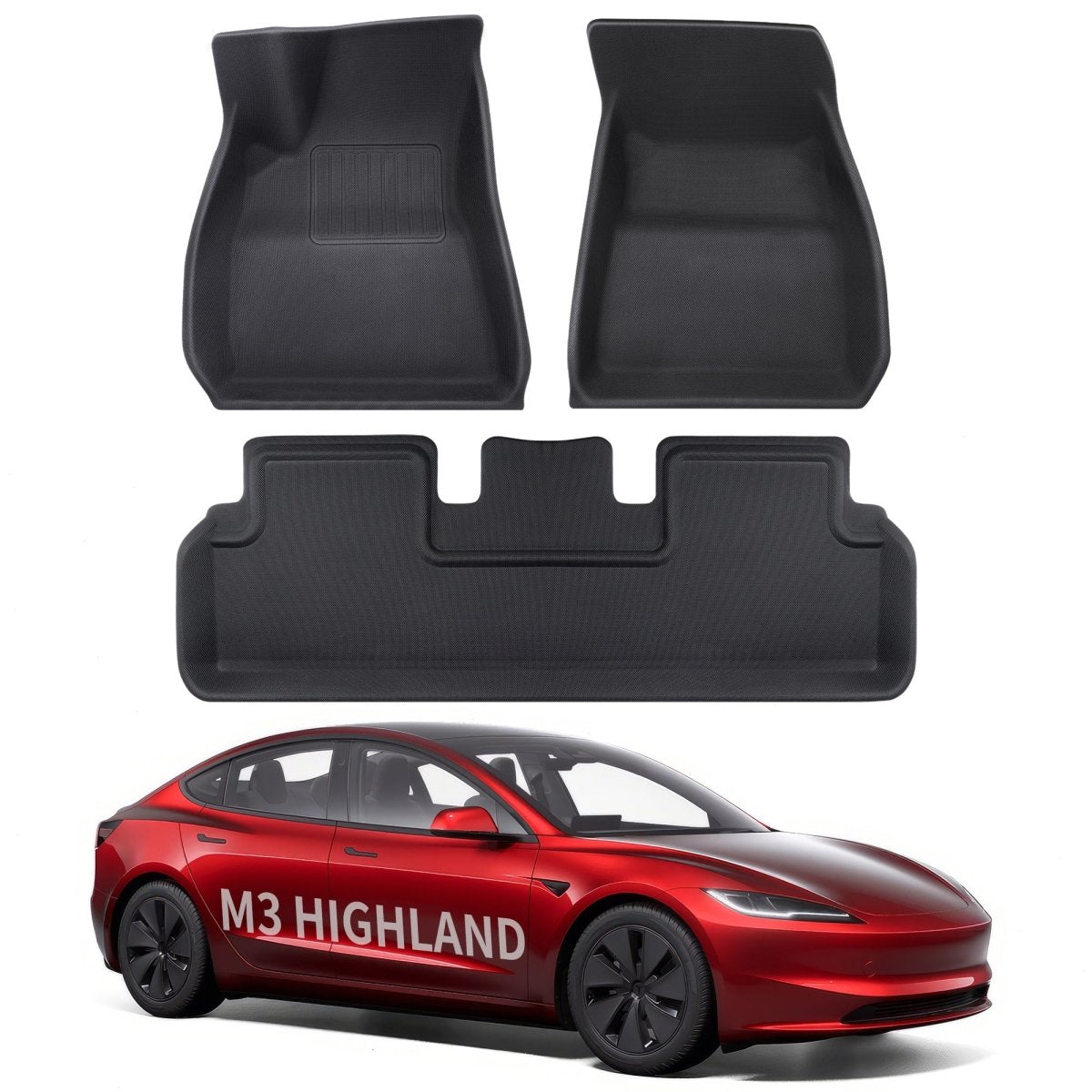 All Weather XPE Interior Floor Mats Cargo Liners Set for Tesla 2024+ Model 3 Highland - T-Launch