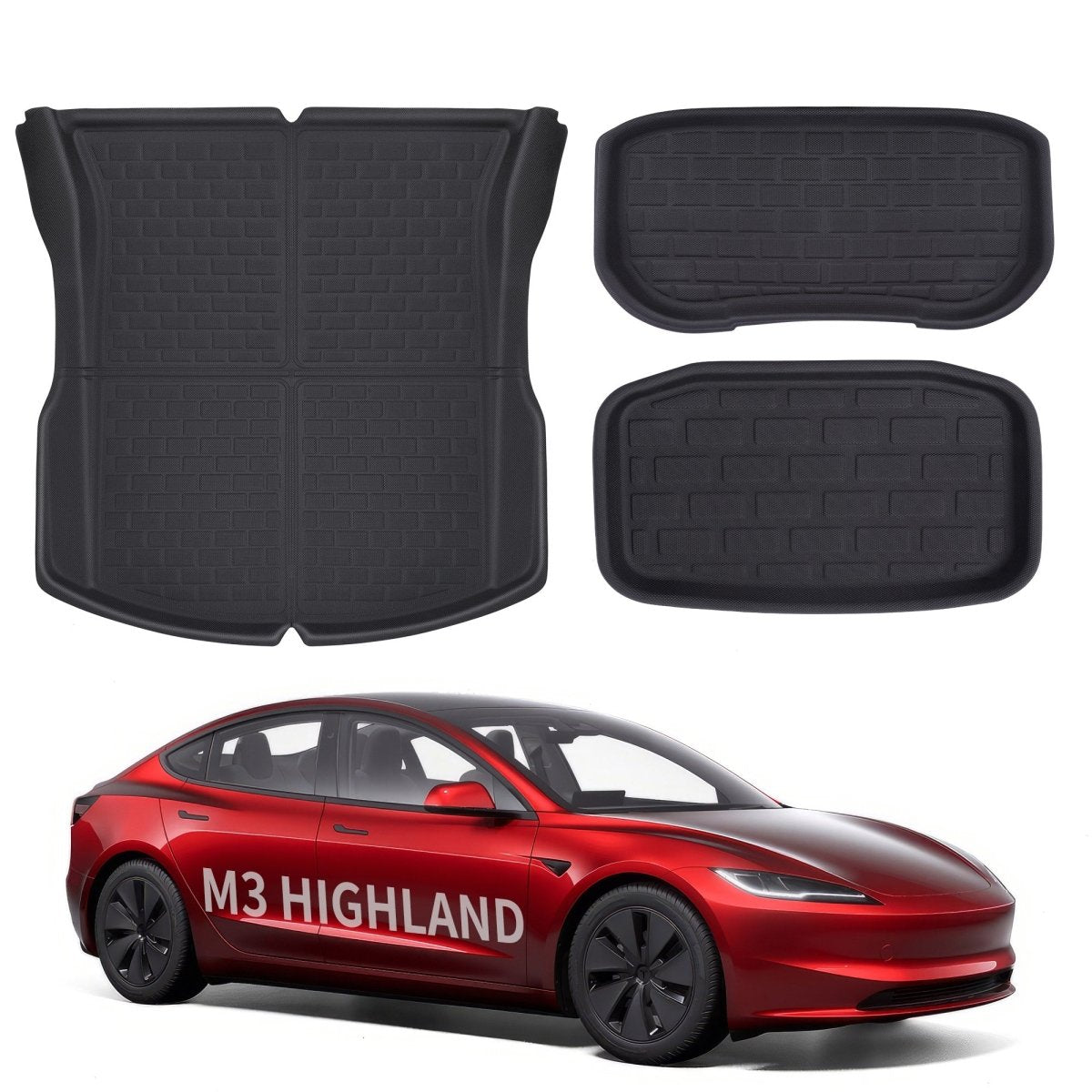All Weather XPE Interior Floor Mats Cargo Liners Set for Tesla 2024+ Model 3 Highland - T-Launch