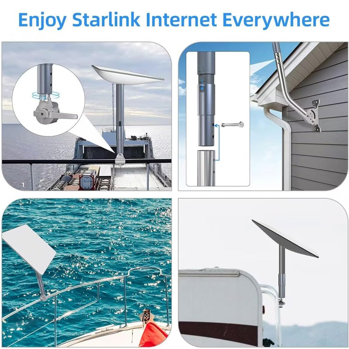 Aluminum Pipe Mount Adapter for Starlink Gen 2 Dish - T-Launch