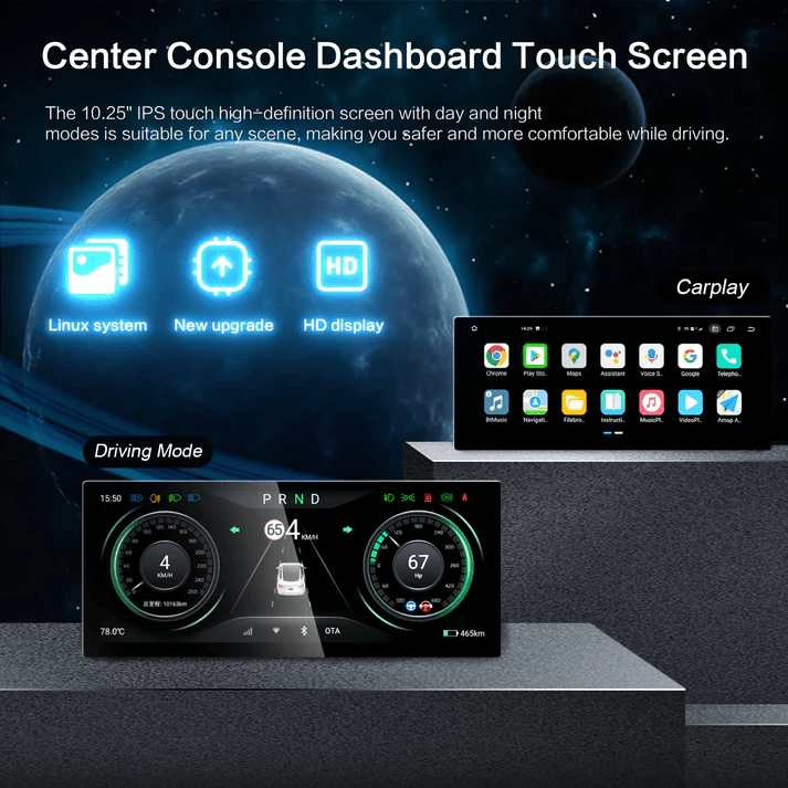 Android 4G 10.25'' Instrument Cluster Heads Up Display for Tesla Model 3/Y (Only Suitable for Left-hand Drive Use) - T-Launch