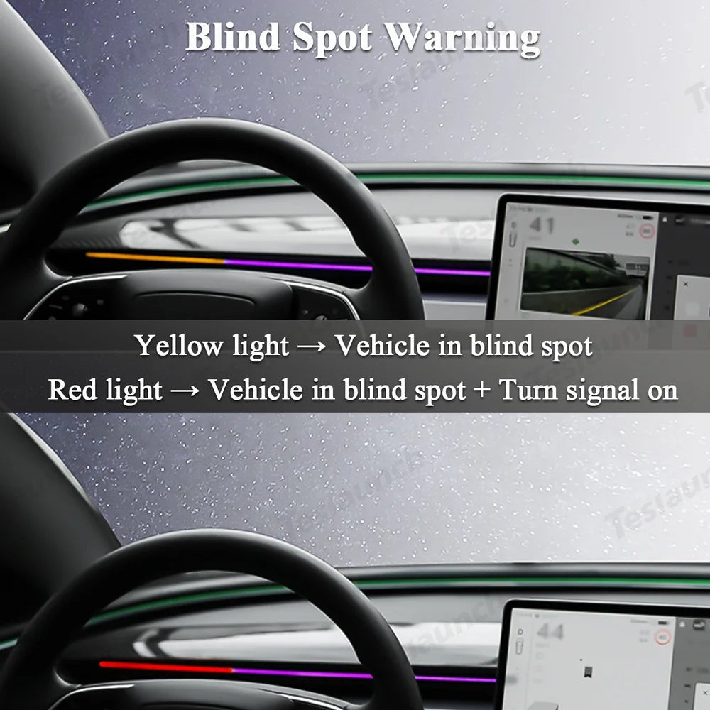 Blind Spot Detection (BSD) Smart Ambient Light for Tesla Model Y/3 (2017–2025+) - T-Launch