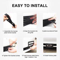 إطار لوحة ترخيص أمامية قابل للتعديل بدون حفر Tesla Model 3/Y (2017-2023)- حامل لوحة ترخيص متحرك، حامل لوحة ترخيص