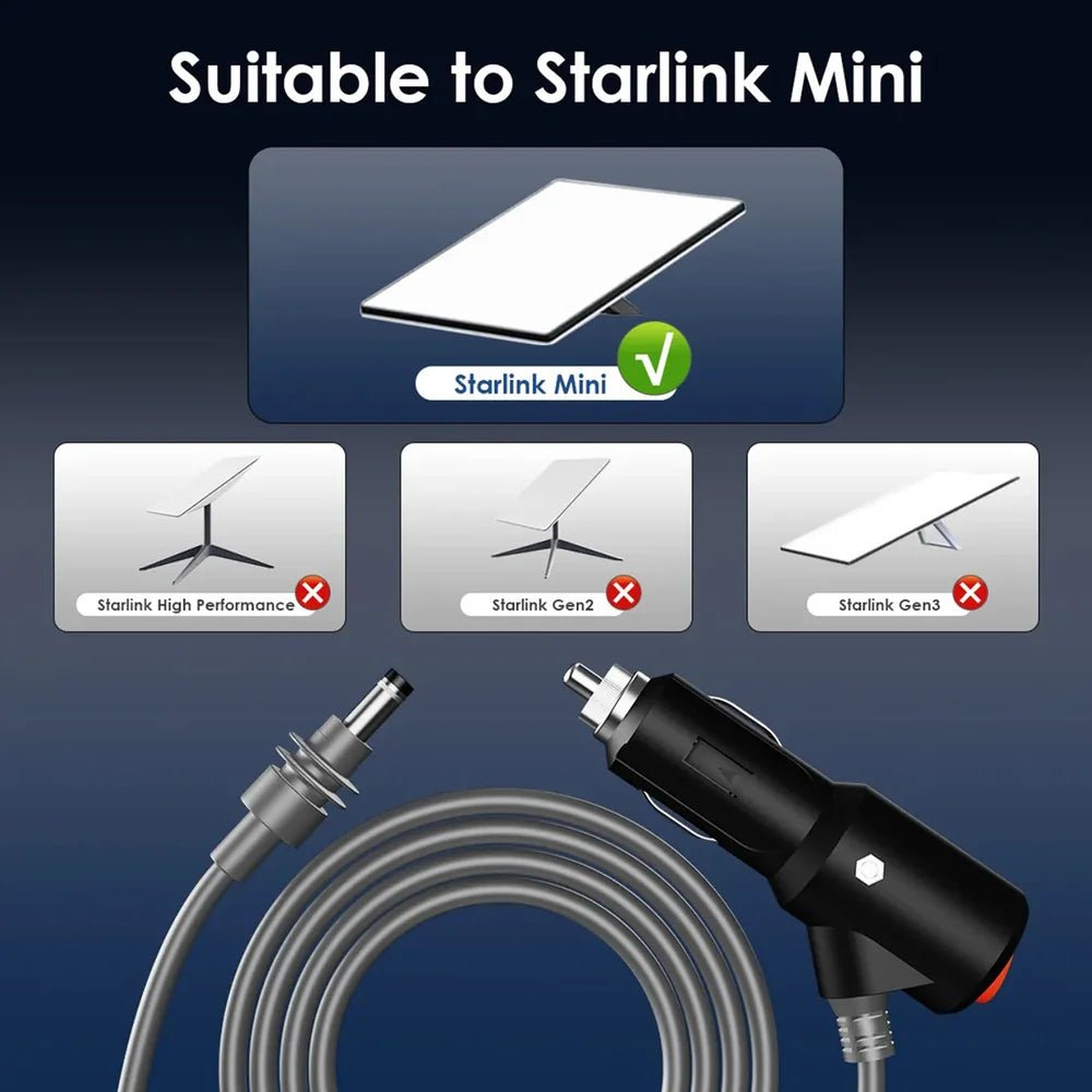 Car Cigarette Lighter DC Power Cable with Switch for Starlink Mini - T-Launch