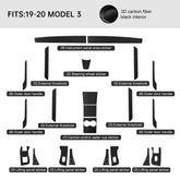 Carbon Fiber Interior Wrap Kit Sticker for Tesla Model 3 - T-Launch