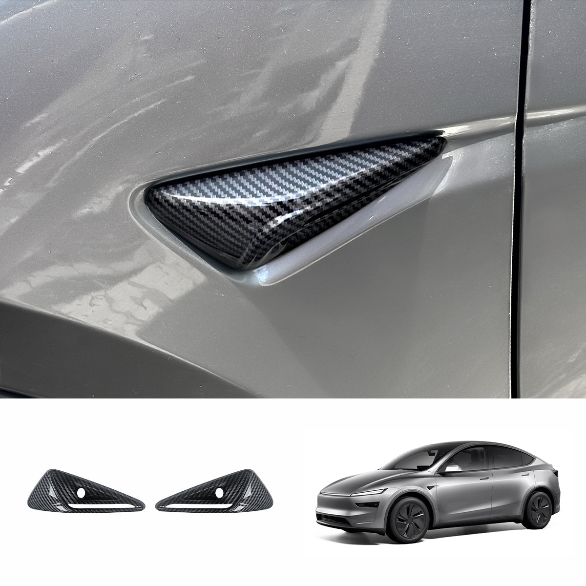 Carbon Fiber Pattern Turn Signal & Side Camera Covers (ABS) for Tesla Model Y Juniper 2025+ - T-Launch