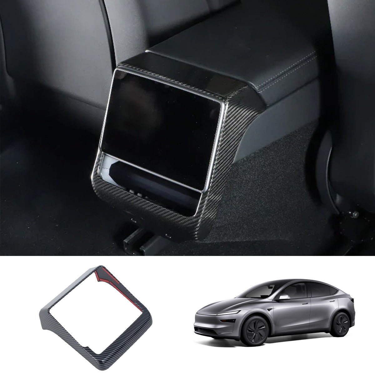 Carbon Fiber Rear AC Vent Cover (Carbon Fiber Pattern ABS) for Tesla Model Y Juniper 2025+ - T-Launch