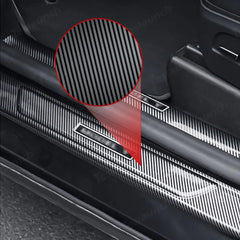 Carbon Fiber Style Door Sill Protector Set (8 Pieces) for Tesla Model Y Juniper 2025+ - T-Launch